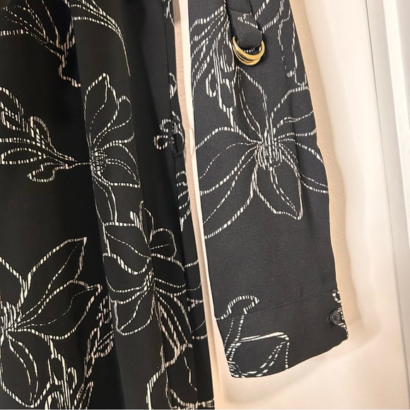 Apt. 9 Black & White Floral Pattern Button-Down Dress - Size XL - Picture 12 of 16